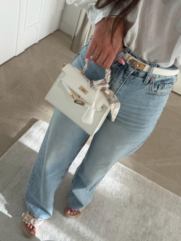 Pasek Velluto eko skóra biały 