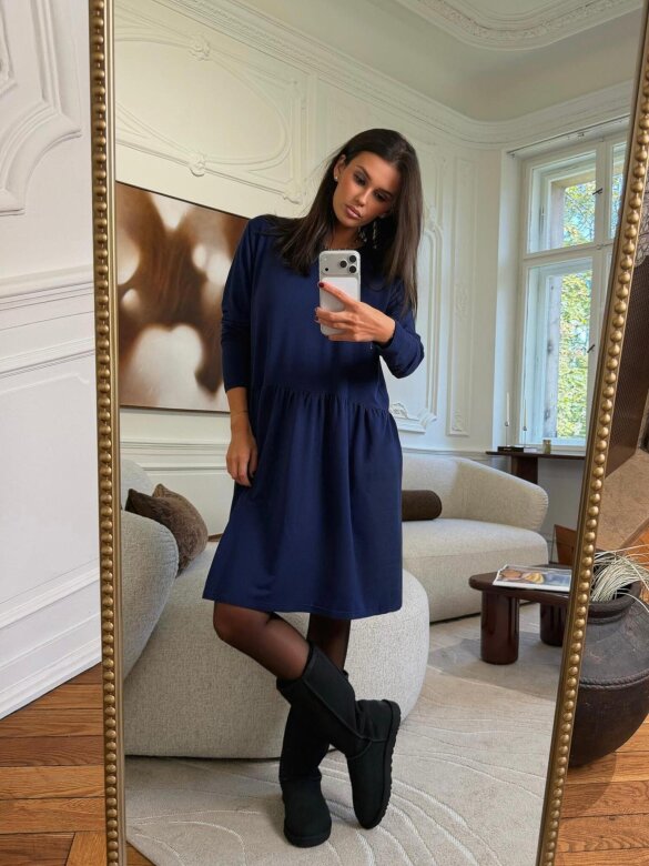 Dress Anastio with viscose navy