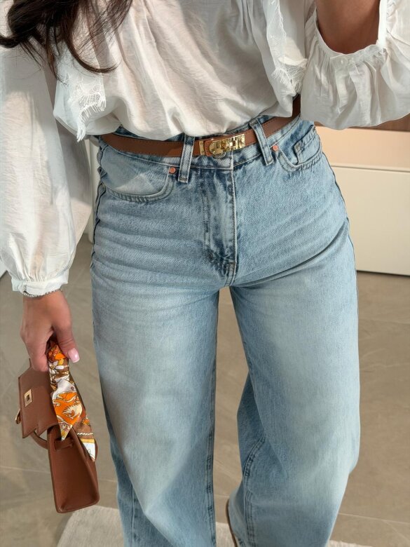 Pasek Velluto eko skóra brązowy 