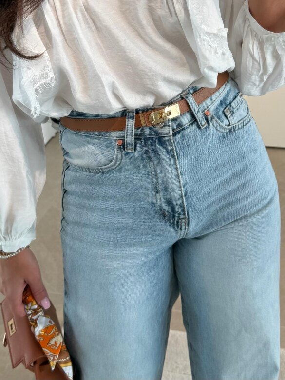 Pasek Velluto eko skóra brązowy 