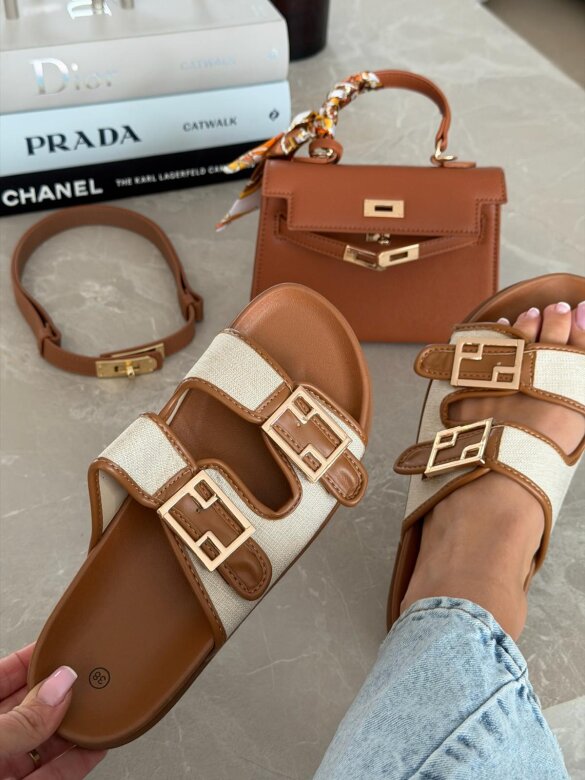 Pasek Velluto eko skóra brązowy 