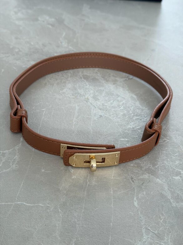 Pasek Velluto eko skóra brązowy 