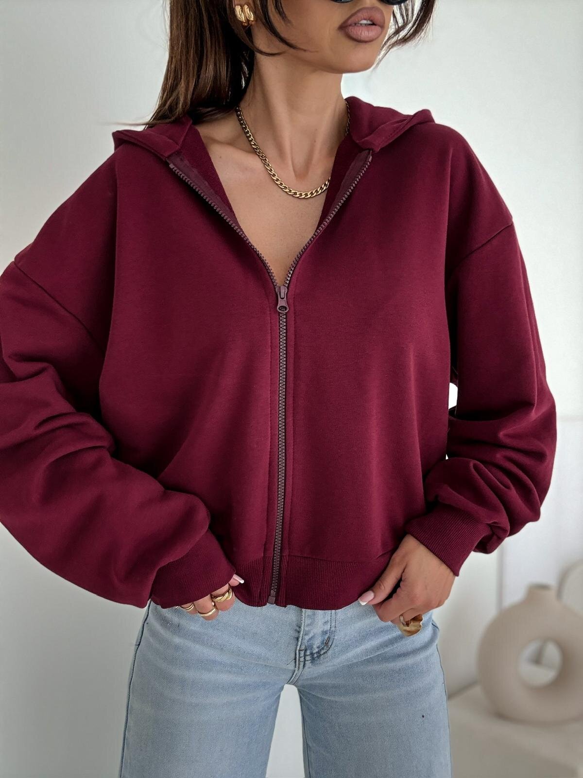 Bluza Leroy dresowa bordowa 