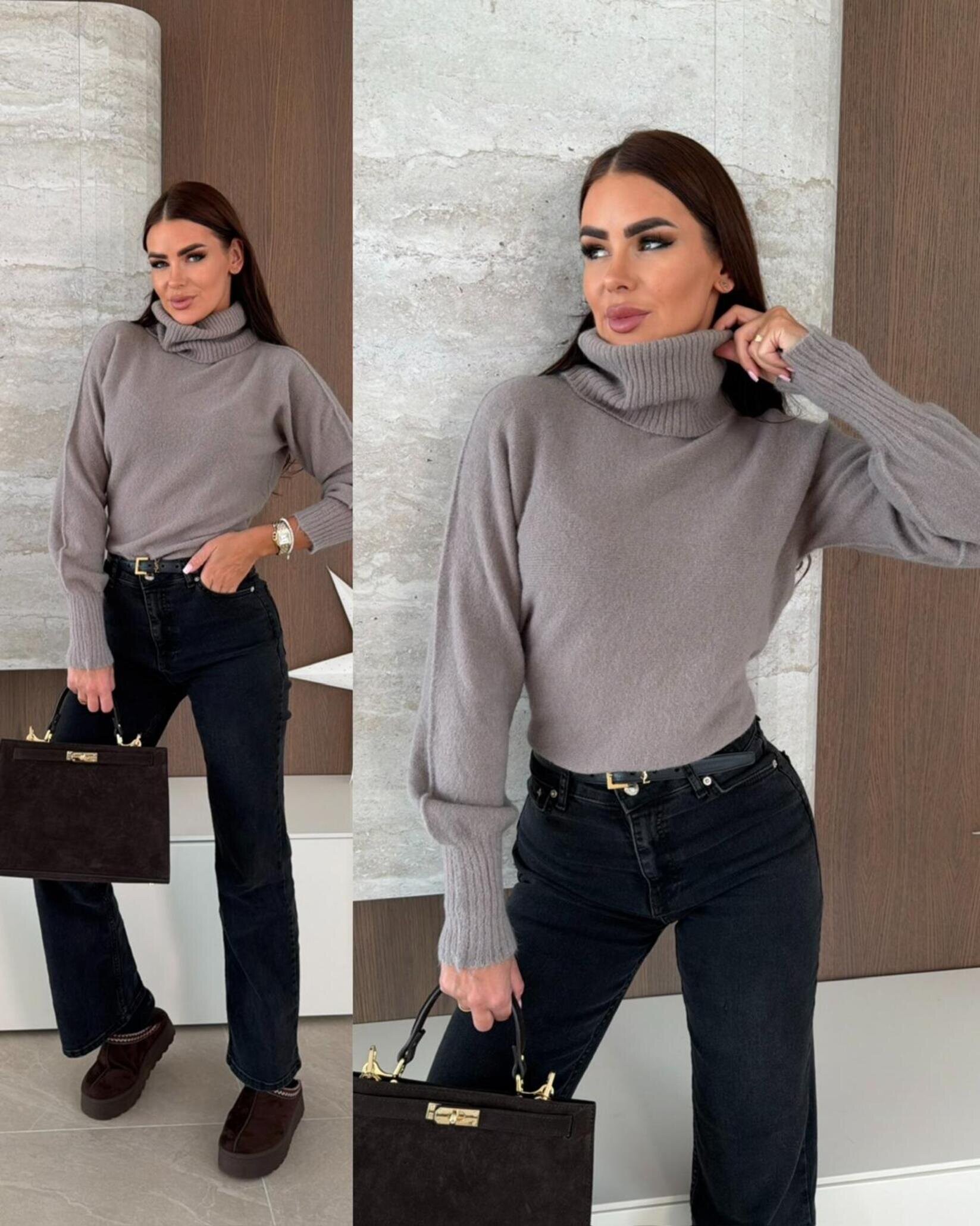 Golf Sorelli z wełną alpaki latte 