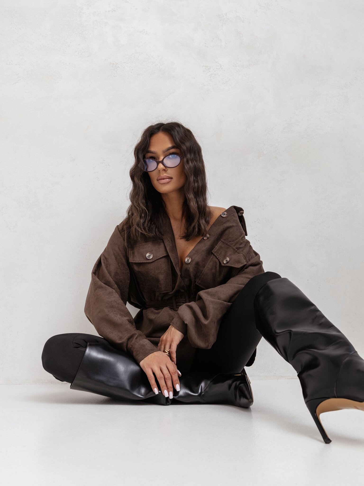 Koszula Lucido zamszowa brązowa