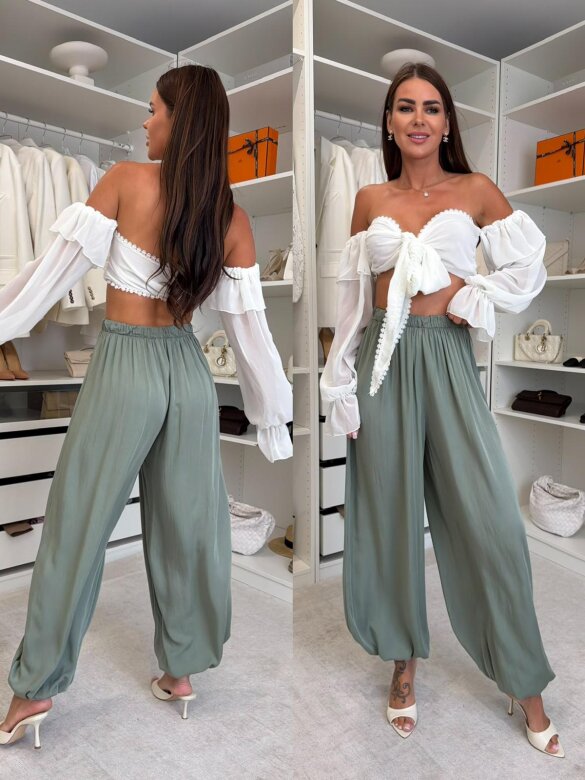 Trousers Agios cotton matcha 