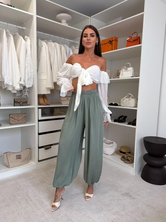 Trousers Agios cotton matcha 