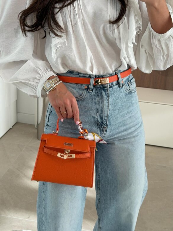 Torebka Nerina mini z apaszką pomarańczowa