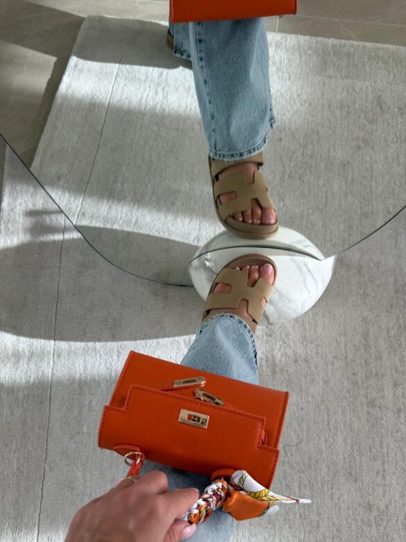 Torebka Nerina mini z apaszką pomarańczowa