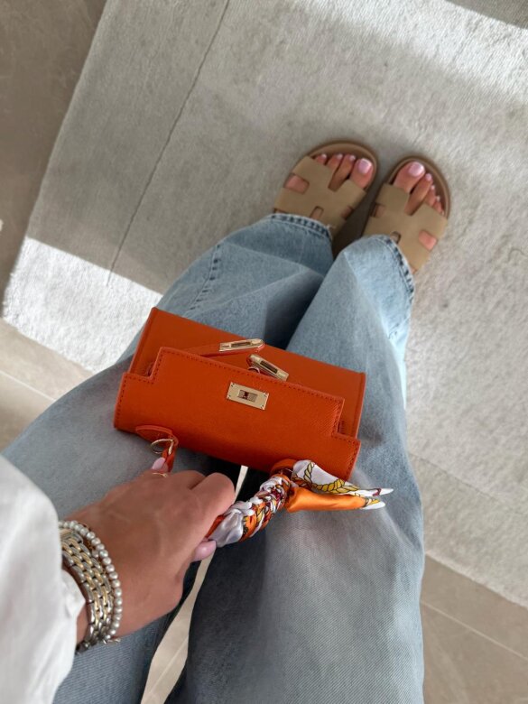 Torebka Nerina mini z apaszką pomarańczowa