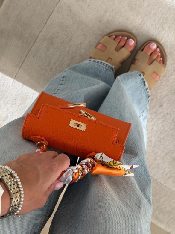 Torebka Nerina mini z apaszką pomarańczowa