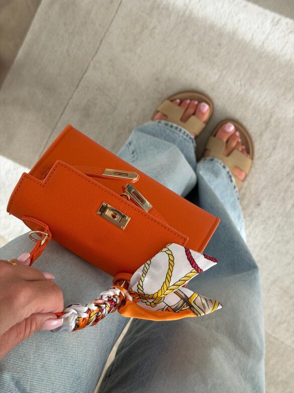 Torebka Nerina mini z apaszką pomarańczowa