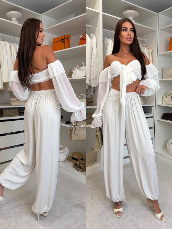 Trousers Agios cotton light beige