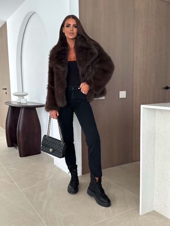 Futro Rachelle czekoladowe 