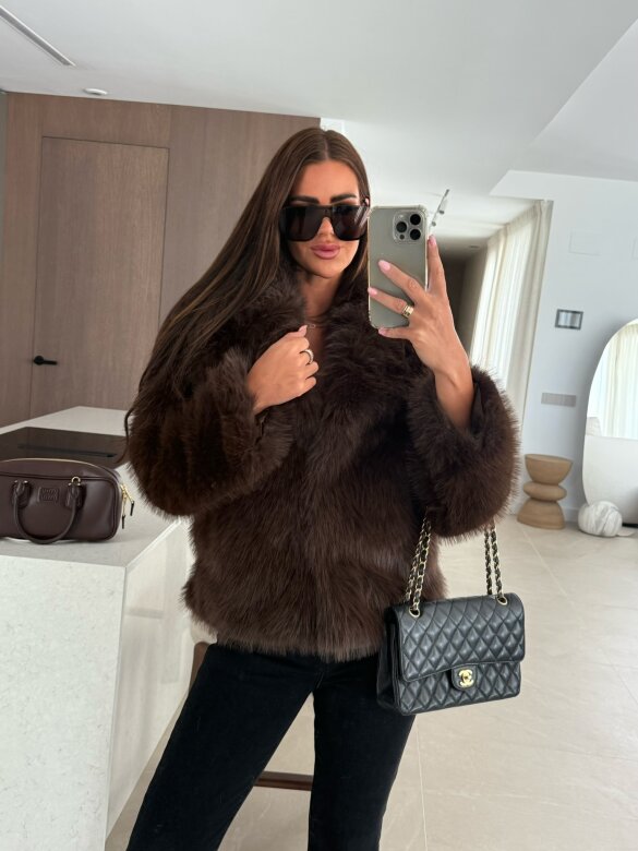 Futro Rachelle czekoladowe 