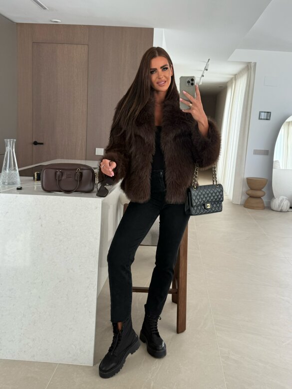Futro Rachelle czekoladowe 
