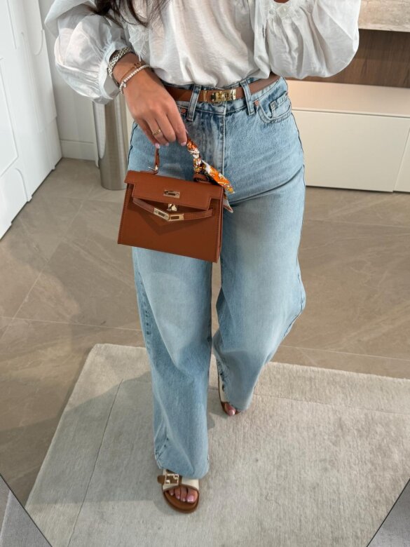 Torebka Nerina mini z apaszką brązowa 