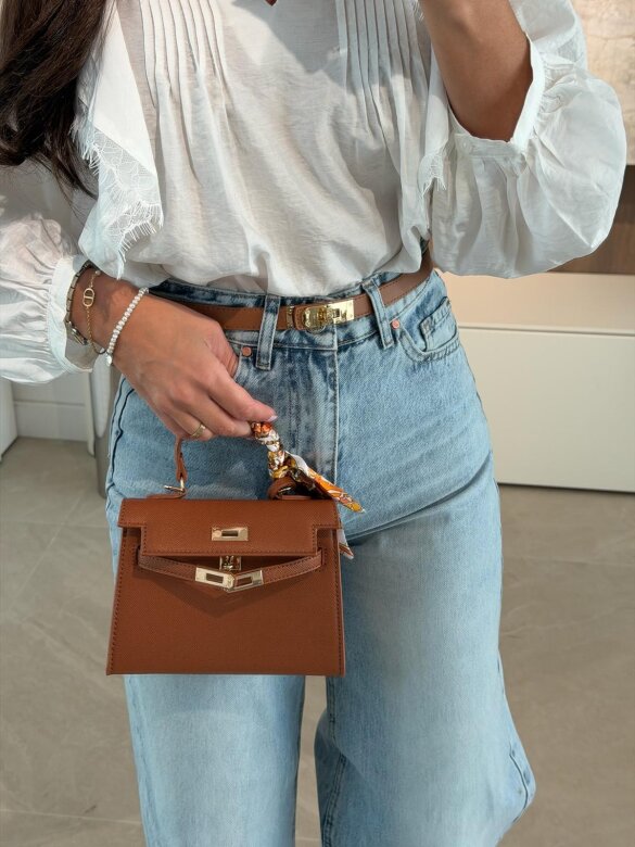 Torebka Nerina mini z apaszką brązowa 