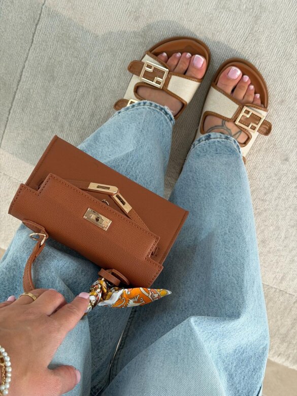 Torebka Nerina mini z apaszką brązowa 