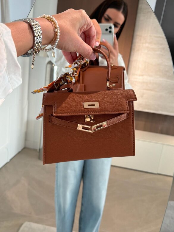 Torebka Nerina mini z apaszką brązowa 