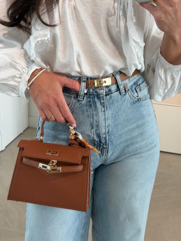 Torebka Nerina mini z apaszką brązowa 