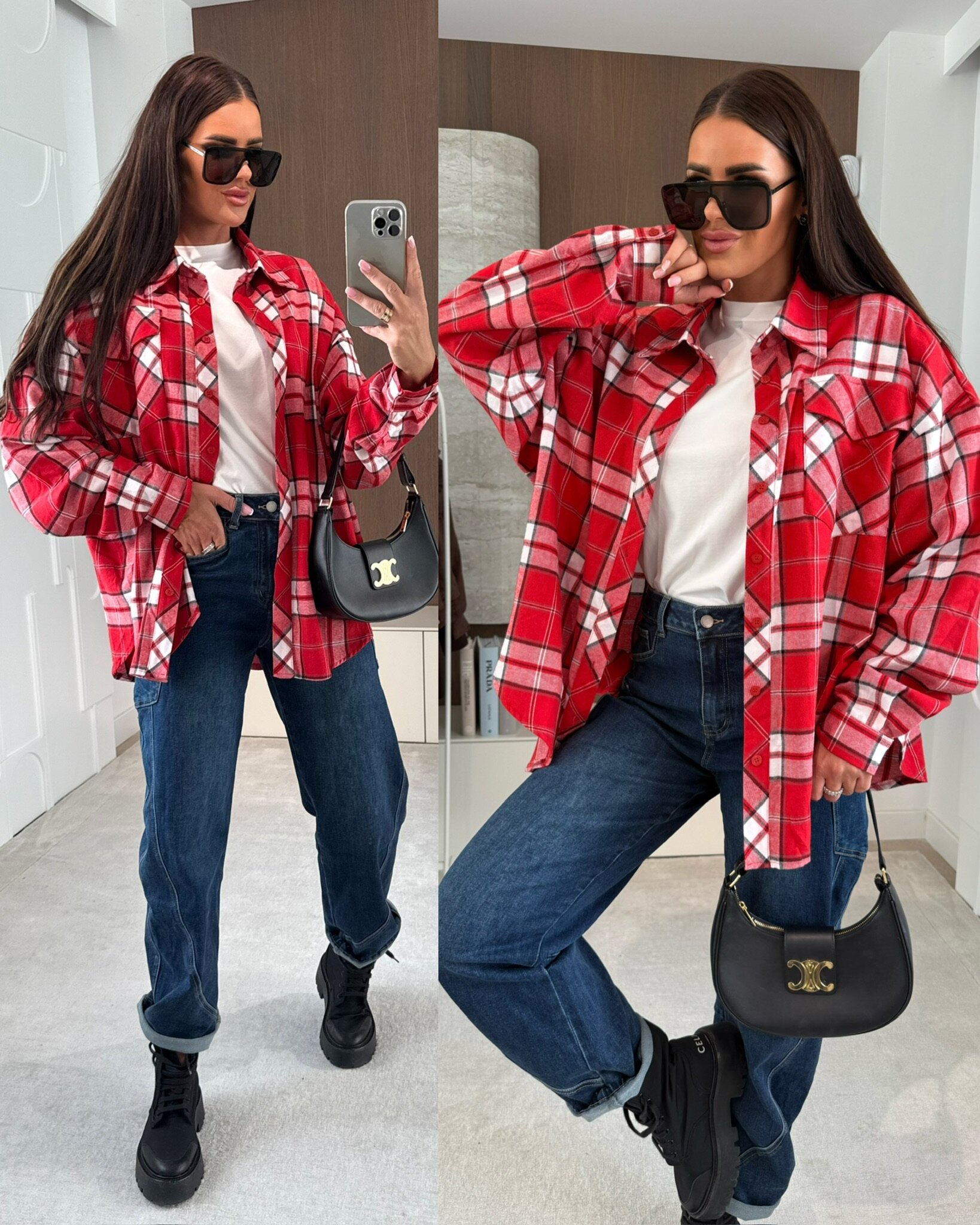 Koszula Hero w kratę czerwono-biała