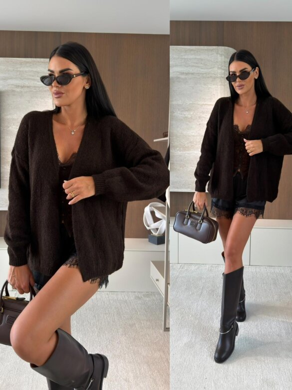 Cardigan Selesso with wool chocolate