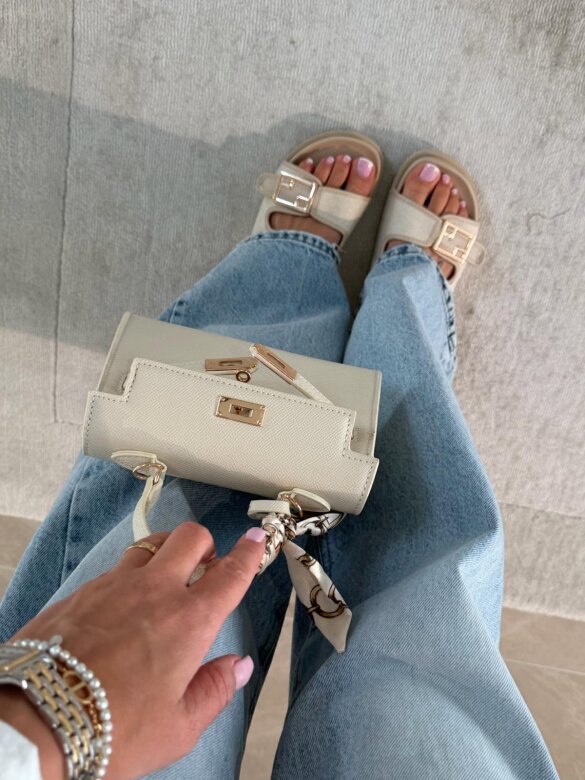 Torebka Nerina mini z apaszką jasnobeżowa