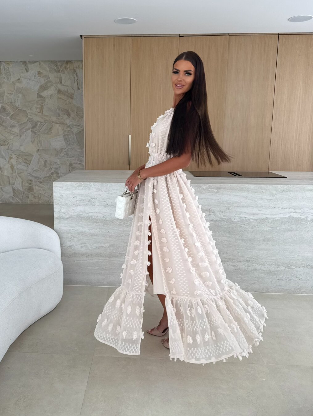 Sukienka Empire maxi nude 4