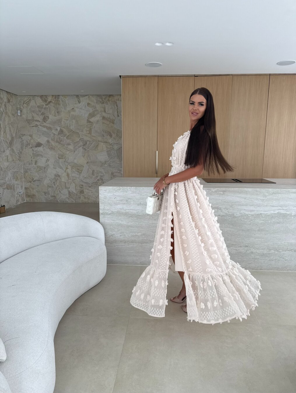 Sukienka Empire maxi nude 5