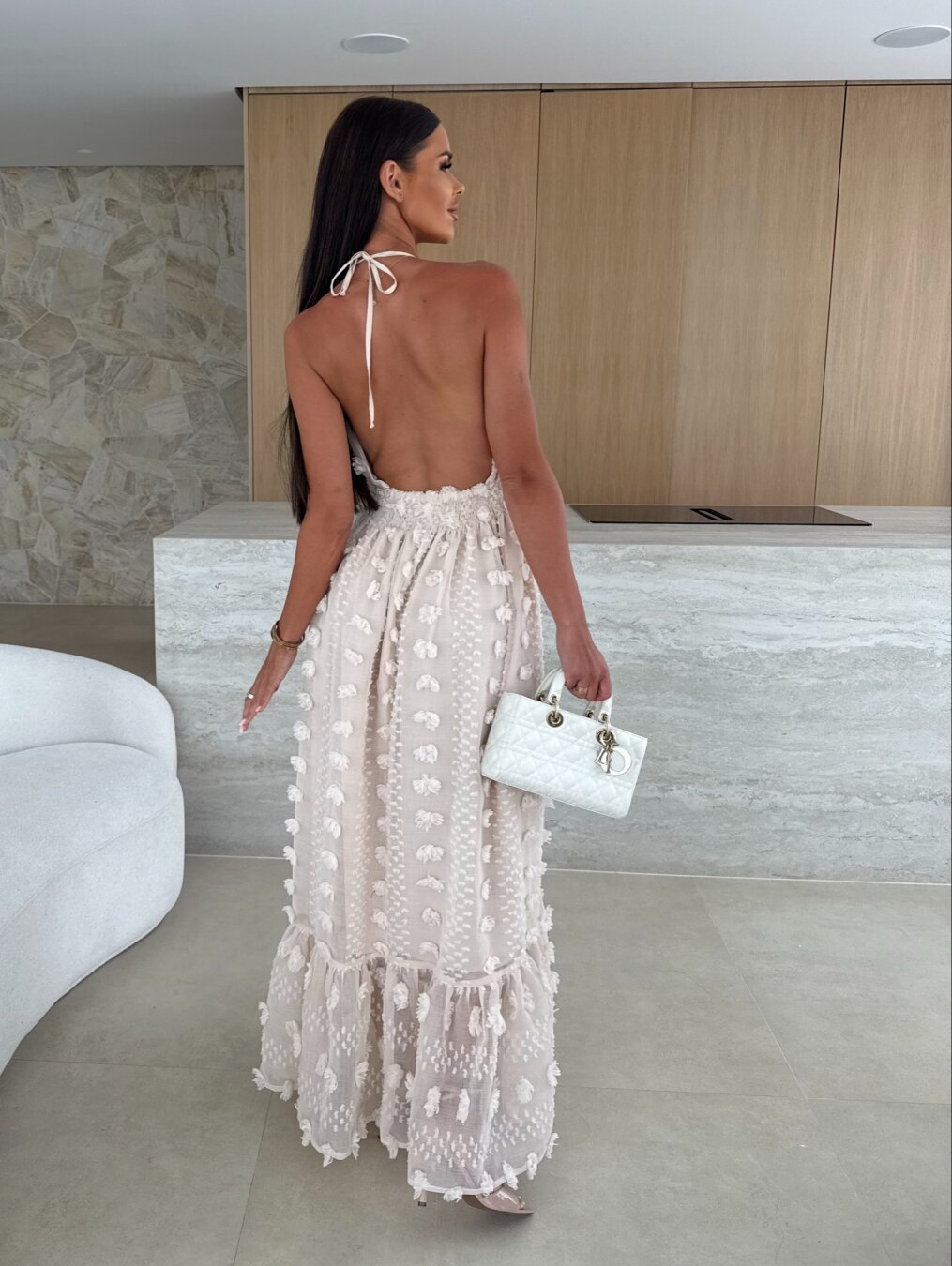 Sukienka Empire maxi nude 6