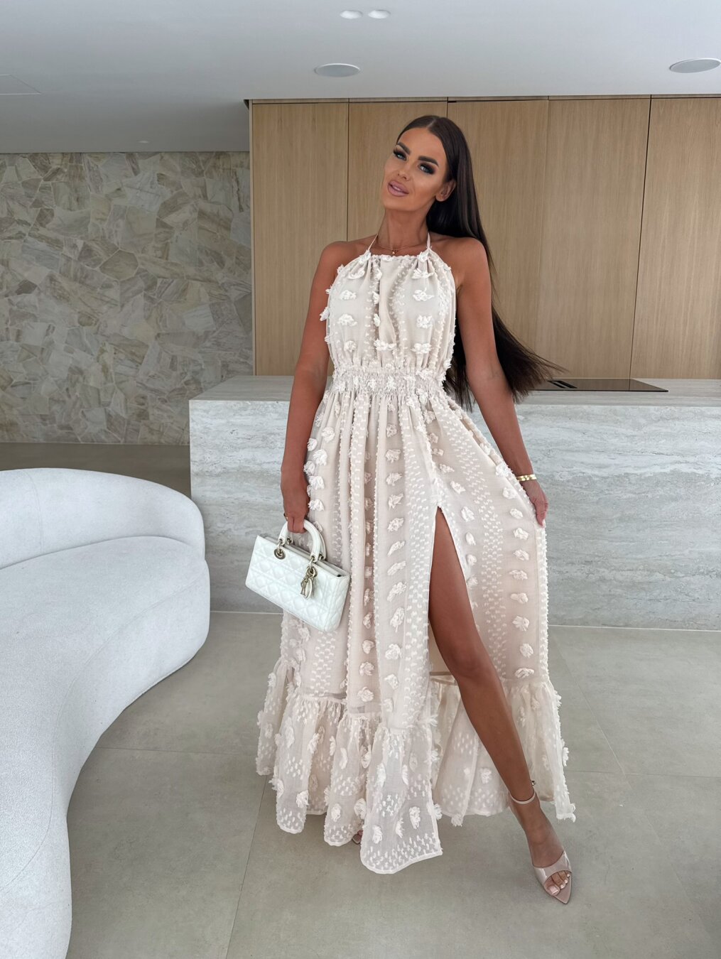 Sukienka Empire maxi nude 10