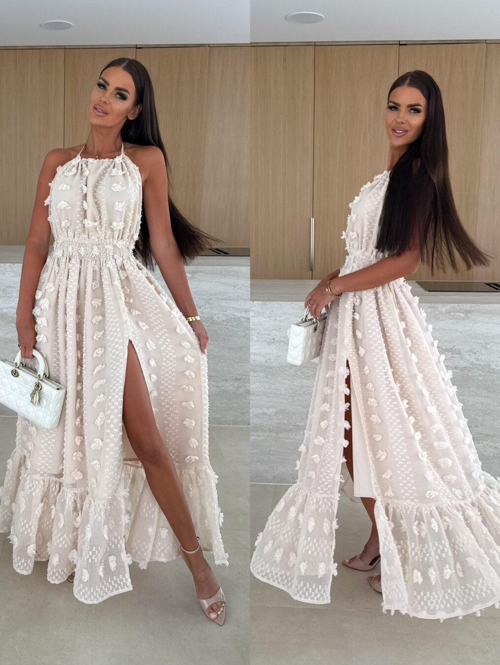 Sukienka Empire maxi nude 1