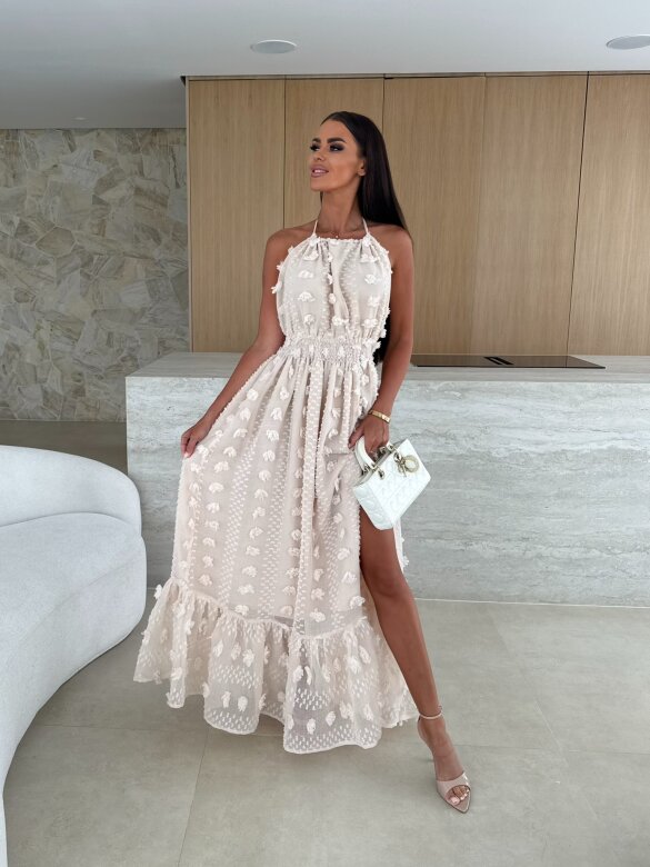 Sukienka Empire maxi nude