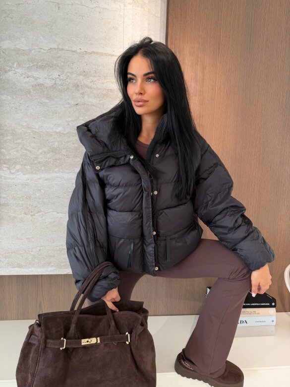 Kurtka Leona pikowana z kaczym puchem czarna 