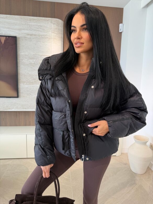 Kurtka Leona pikowana z kaczym puchem czarna 