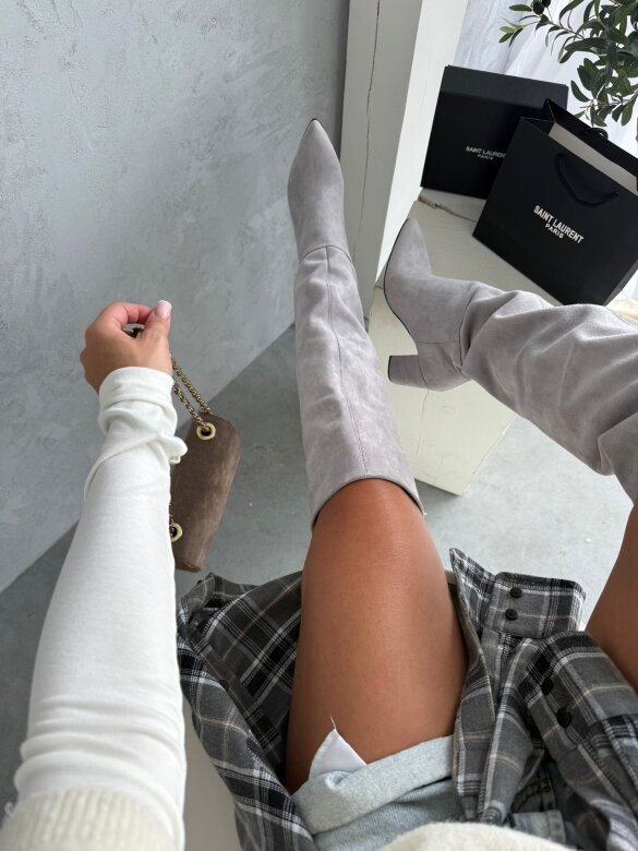 Kozaki Labell zamszowe jasnoszare