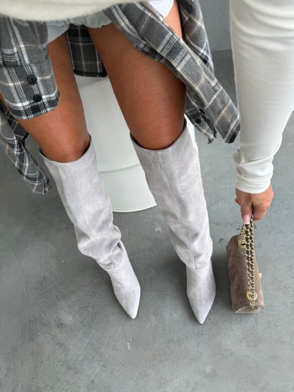 Kozaki Labell zamszowe jasnoszare