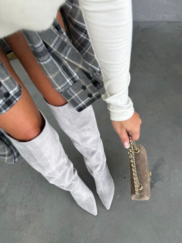 Kozaki Labell zamszowe jasnoszare