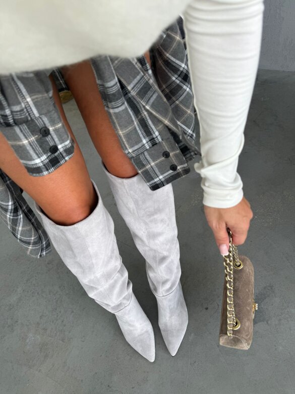 Kozaki Labell zamszowe jasnoszare