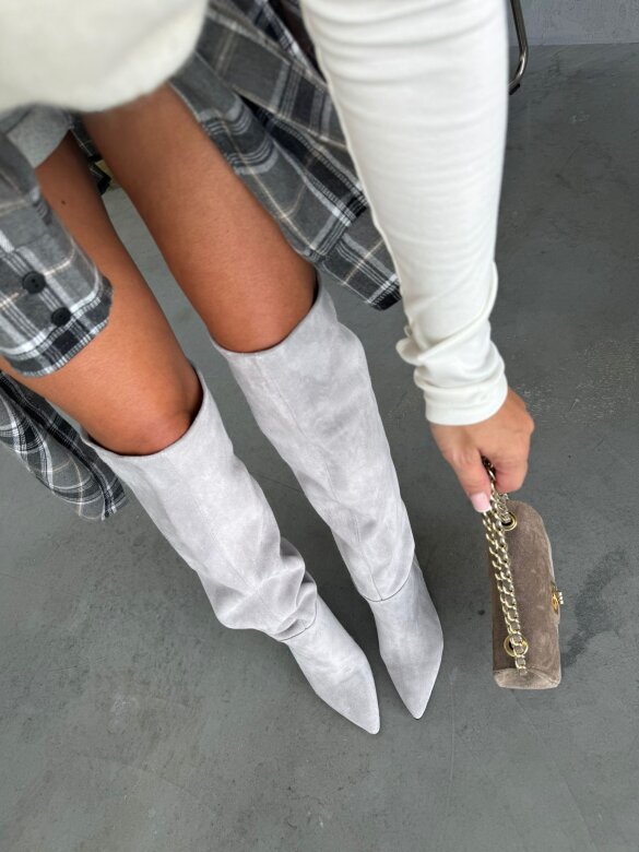 Kozaki Labell zamszowe jasnoszare