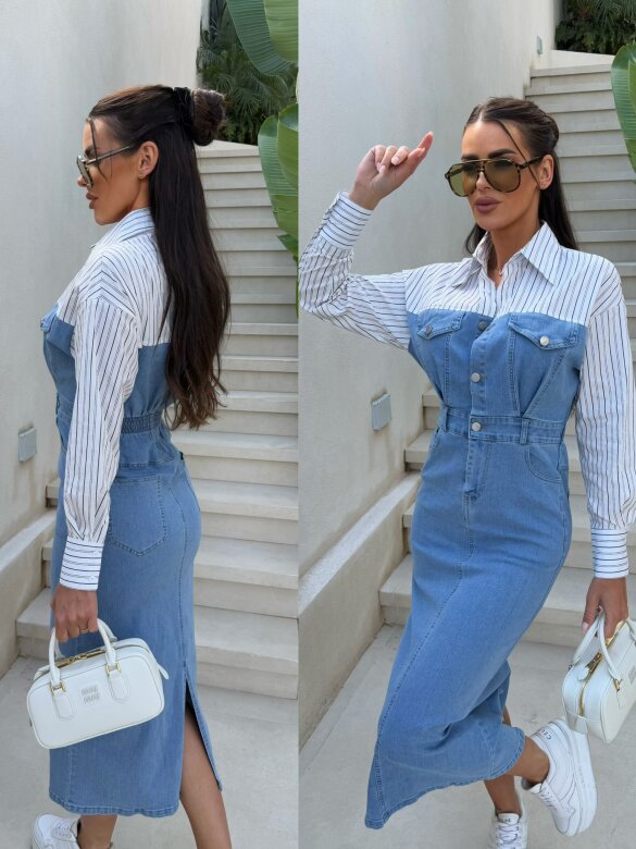 Sukienka Lannea midi jeans niebieska