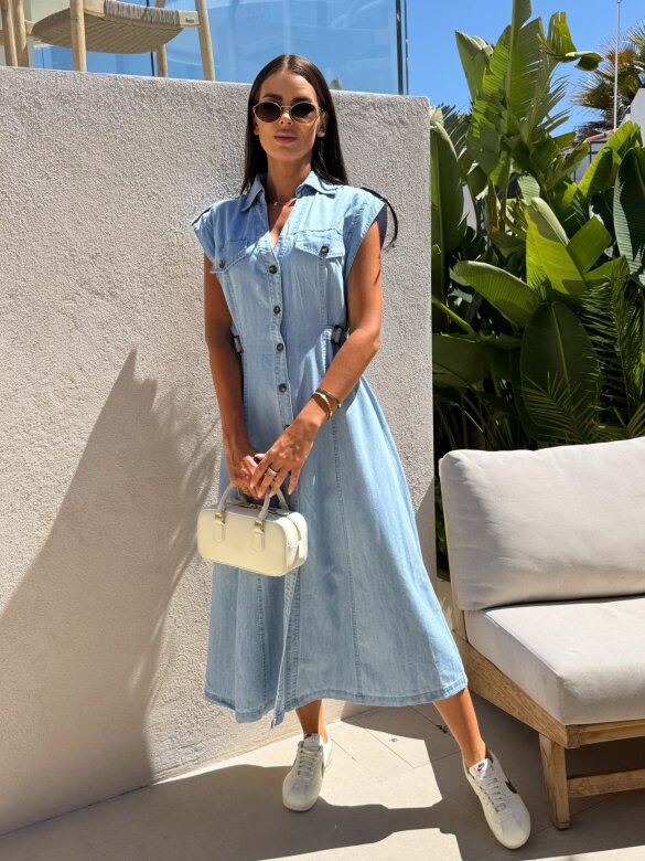 Sukienka Dayna jeans jasnoniebieska