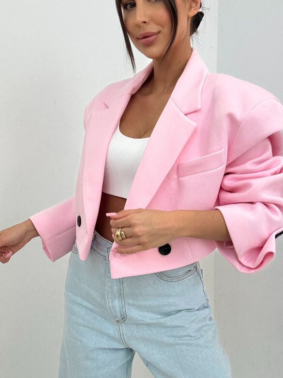 Marynarka Pandore short bawełniana cukierkowy róż