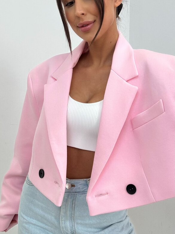 Marynarka Pandore short bawełniana cukierkowy róż