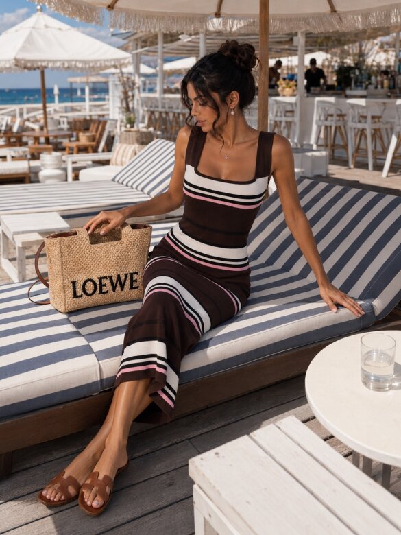 Dress Covella chocolate-white