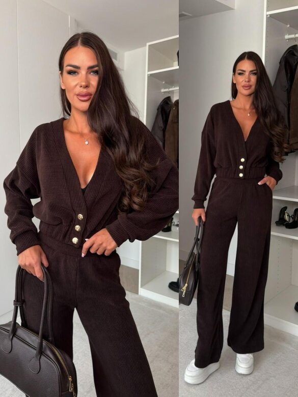 Komplet 2w1 Comfy Wear bawełniany czekoladowy 