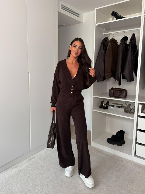 Komplet 2w1 Comfy Wear bawełniany czekoladowy 