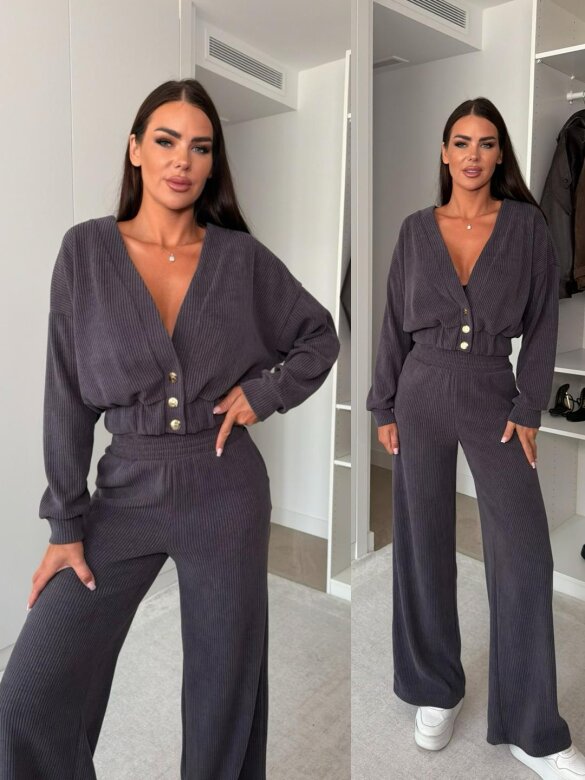 Komplet 2w1 Comfy Wear bawełniany grafitowy