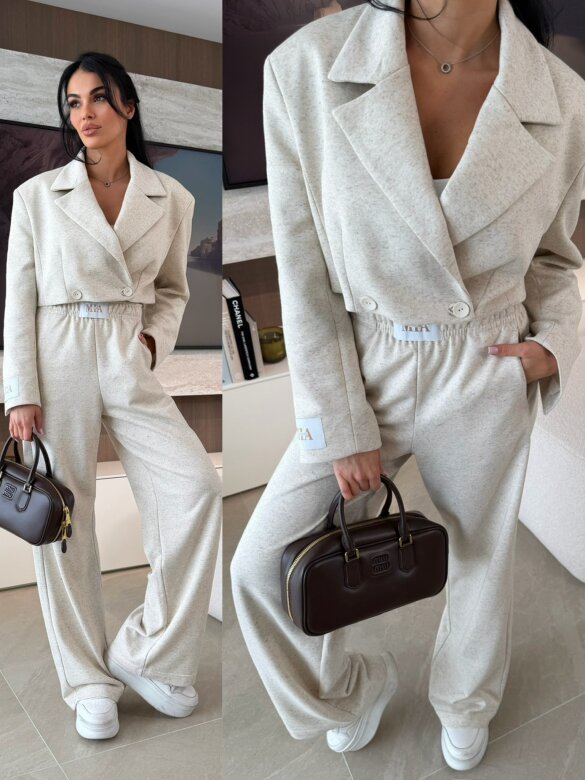 Marynarka Edell short melanż beż